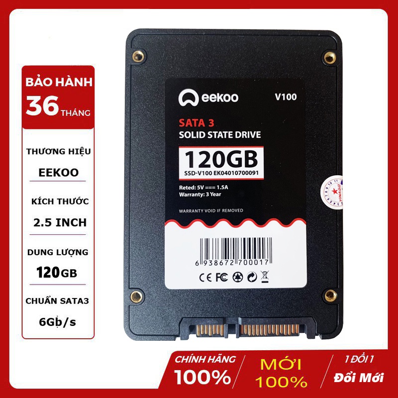 Ssd 120gb, ổ cứng ssd 128gb, 256gb eekoo 2.5 sata III, BH 3 năm