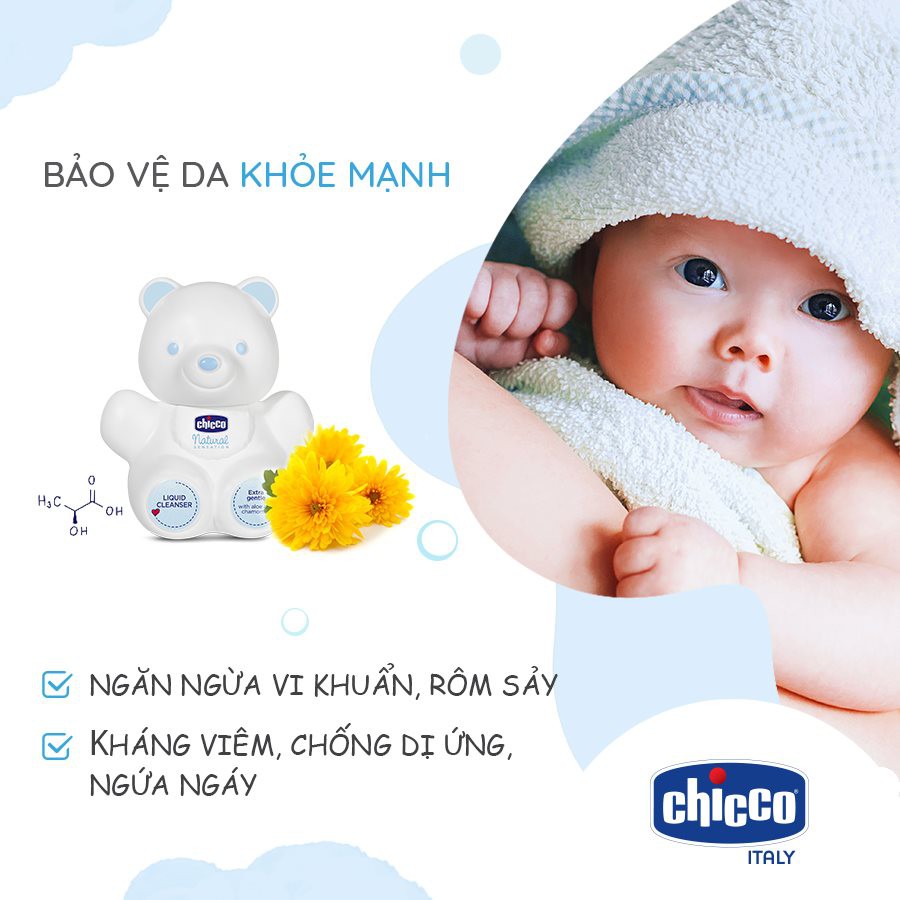 Sữa Tắm Dưỡng Da Natural Sensation Teddy CHICCO - Giúp Cân Bằng PH & Tăng Miễn Dịch Cho Da