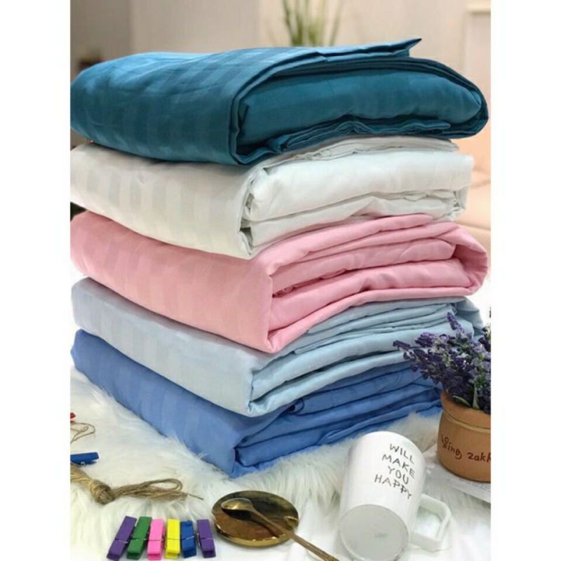 Bộ chăn ga Cotton Kẻ 3F. Chăn ga khách sạn