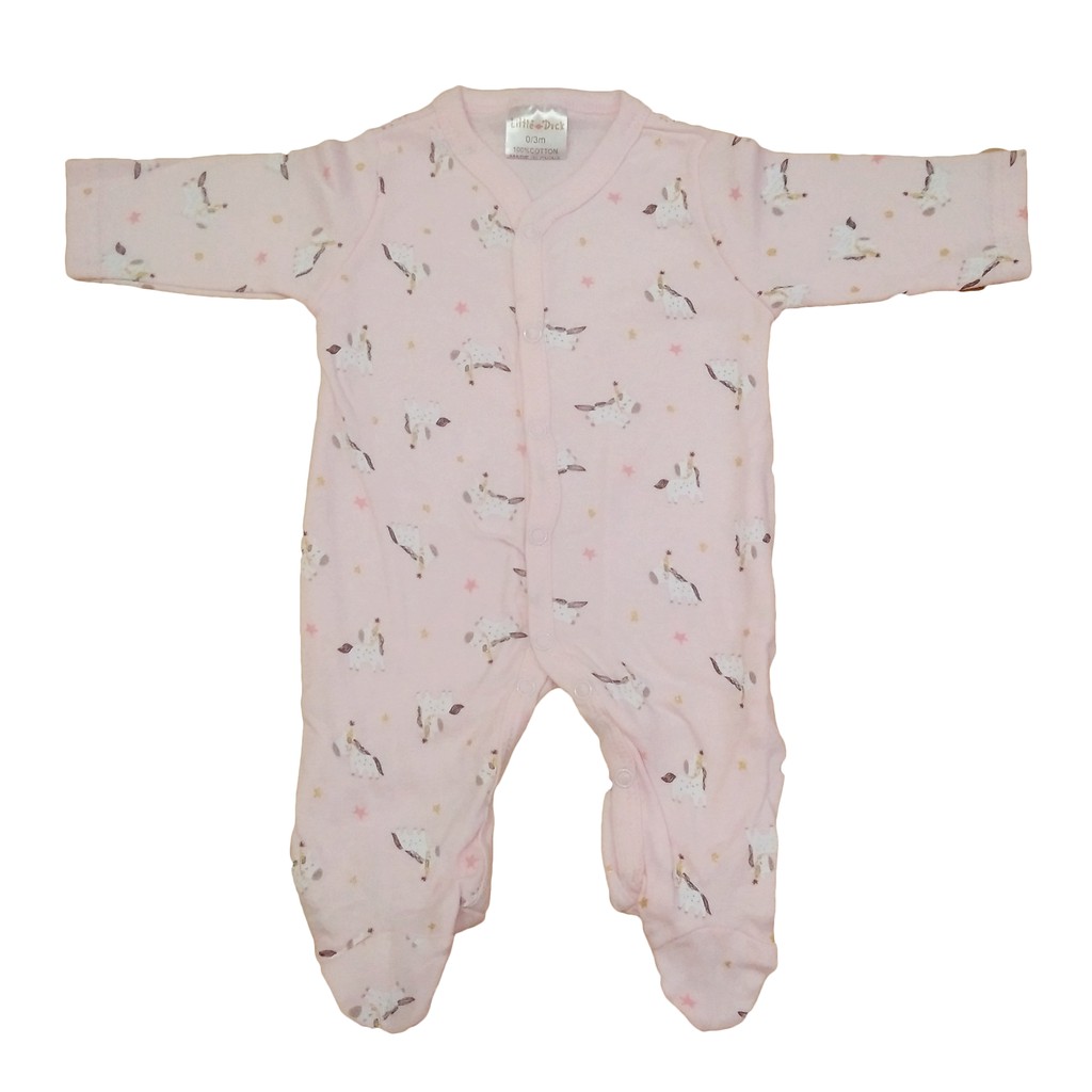 Set 3 body liền tất cotton Little Duck bé gái