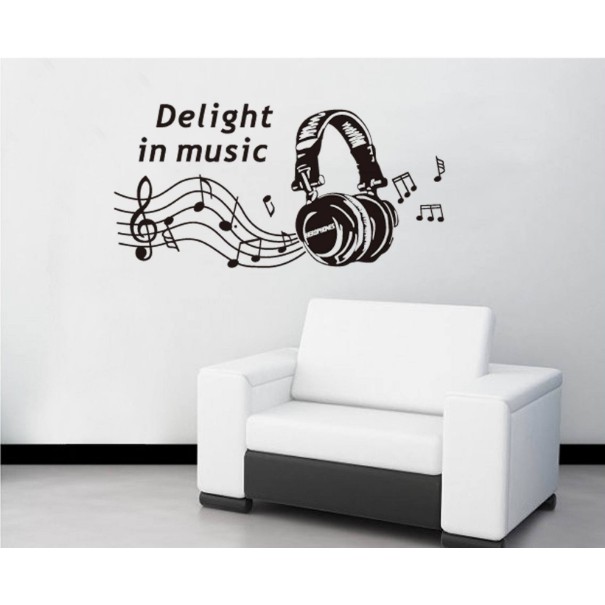 Decal trang trí tường Tai nghe Music hiện đại