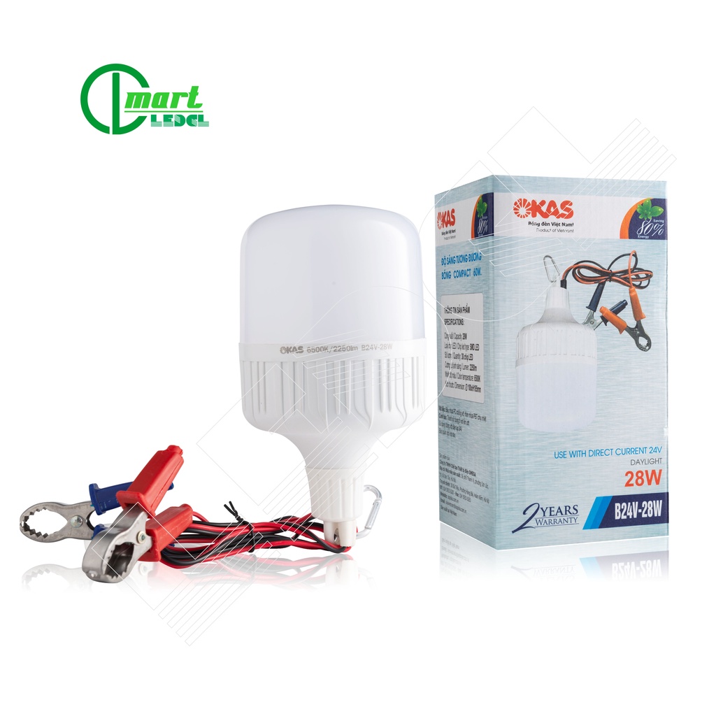✅ Bóng Đèn LED Ắc Quy Có Kẹp Bình 12V  OKAS