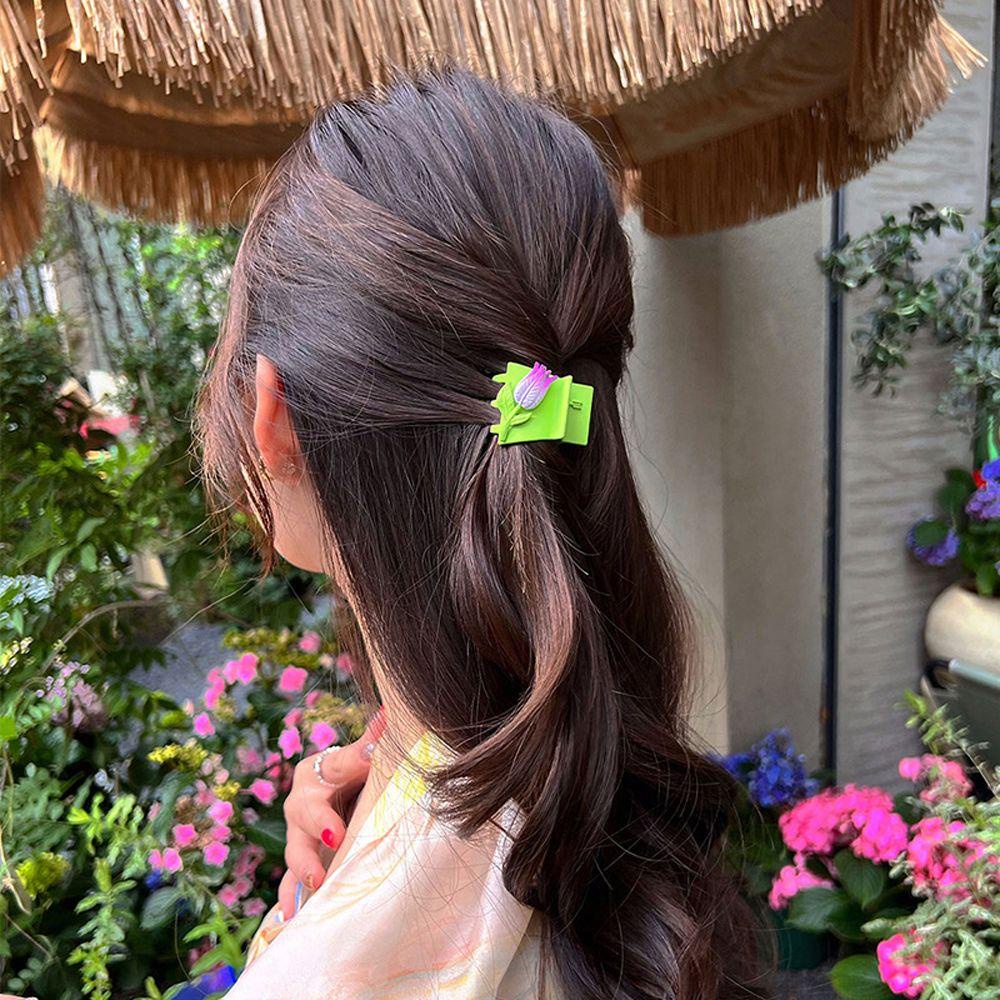 Kẹp Tóc Kim Loại Hình Hoa Tulip / Cá Mập Nhỏ Thời Trang Cho Nữ