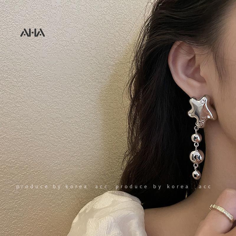 Khuyên tai AHA official mạ bạc dáng dài thời trang dễ phối đồ