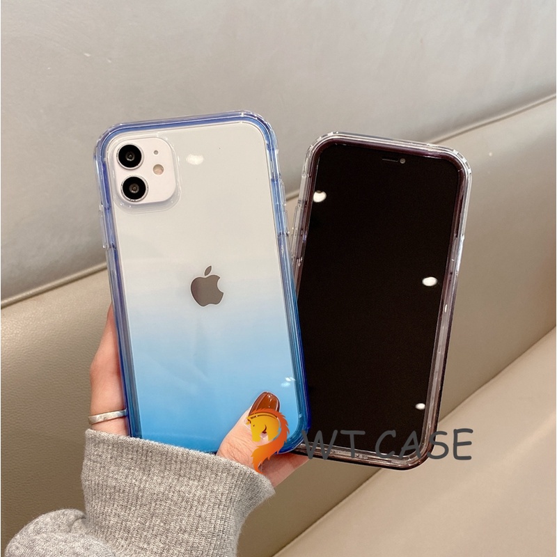 Ốp Điện Thoại Trong Suốt Dày Dặn Màu Gradient 2 Trong 1 Chống Rơi Vỡ Cho iPhone13 pro max 12 pro 11 pro max 7 8