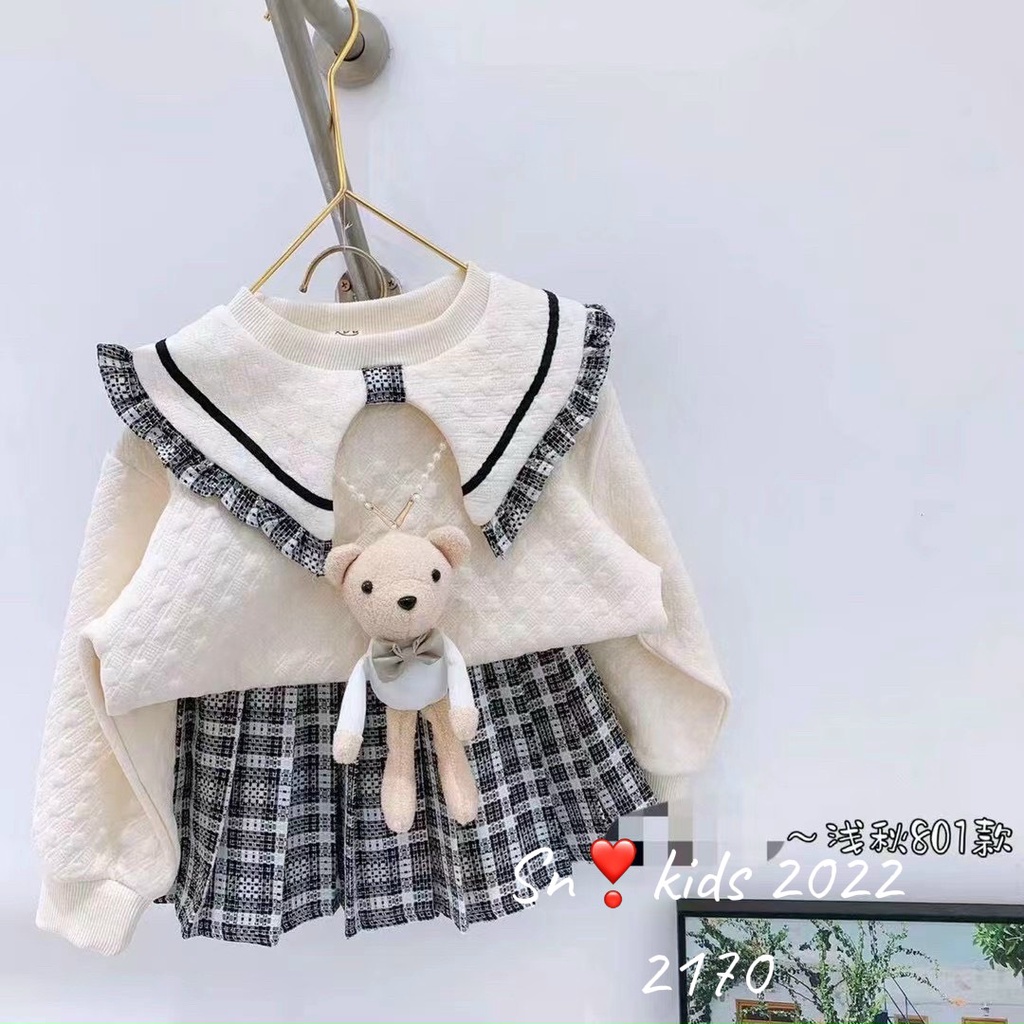Set cao cấp dạ chân xếp ly cho bé gái