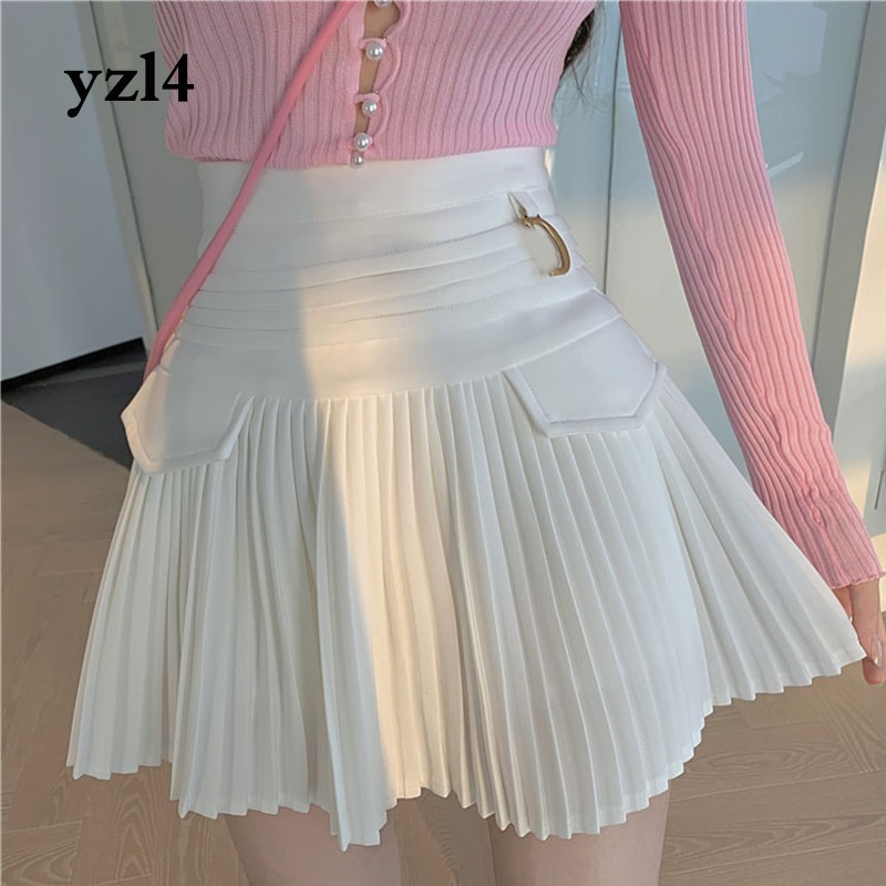 Chân Váy Chữ A Xếp Ly Lưng Cao Thời Trang Dành Cho Nữ