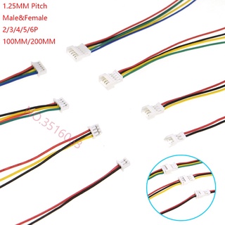 10set 100mm mini micro jst 1.25 2/3/4/5/6 pin male female plug connector with wire 1.25mm 2pin/3pin/4pin/5pin cable 2p/3p/4p/5p
