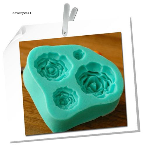 Set 4 khuôn làm bánh hình hoa hồng 4 kích thước bằng silicon tiện dụng