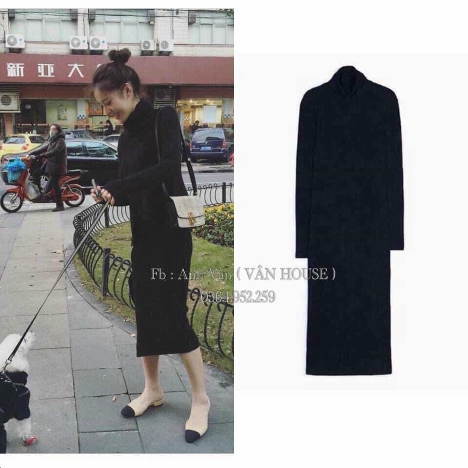 Váy len nữ❤️FREESHIP❤️ Váy Len Cổ Lọ Quảng Châu Dáng Dài Cho Nữ