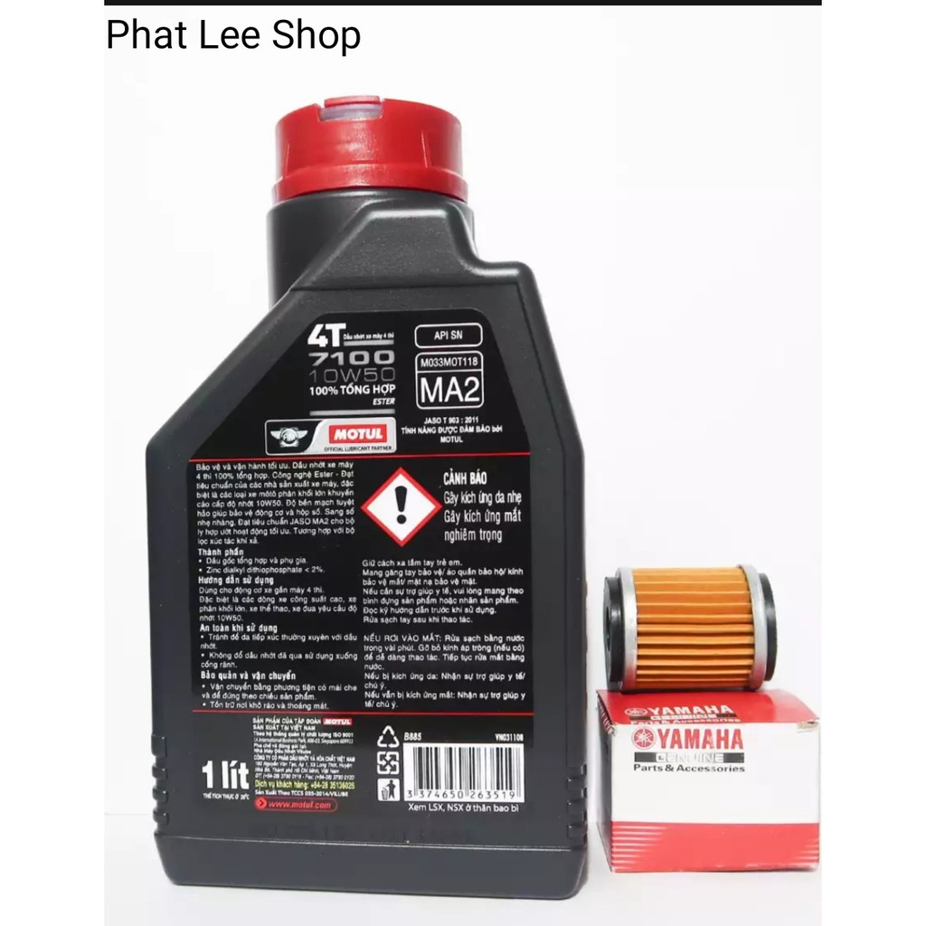 Dầu Nhớt xe máy Motul 4T 7100 10w50 1Lít + Lọc Nhớt Yamaha