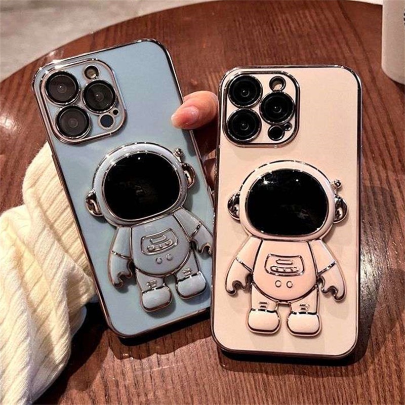 Space Astronaut Folding Stand Phone Case For iPhone 11 11 Pro 11 Pro Max iPhone X XS XR XS Max iPhone 6 6s Plus 7 Plus 8 Plus Soft Silicone Cover