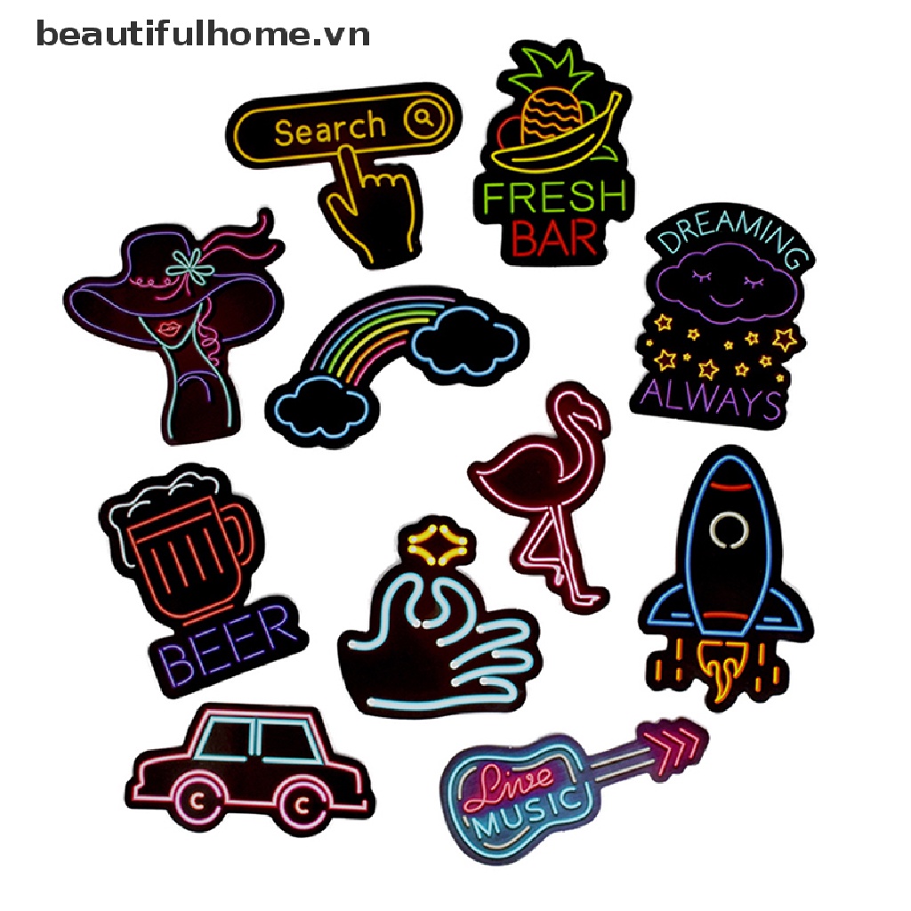 Set 50 Miếng Dán Màu Neon Dễ Thương Trang Trí Vali / Ta /