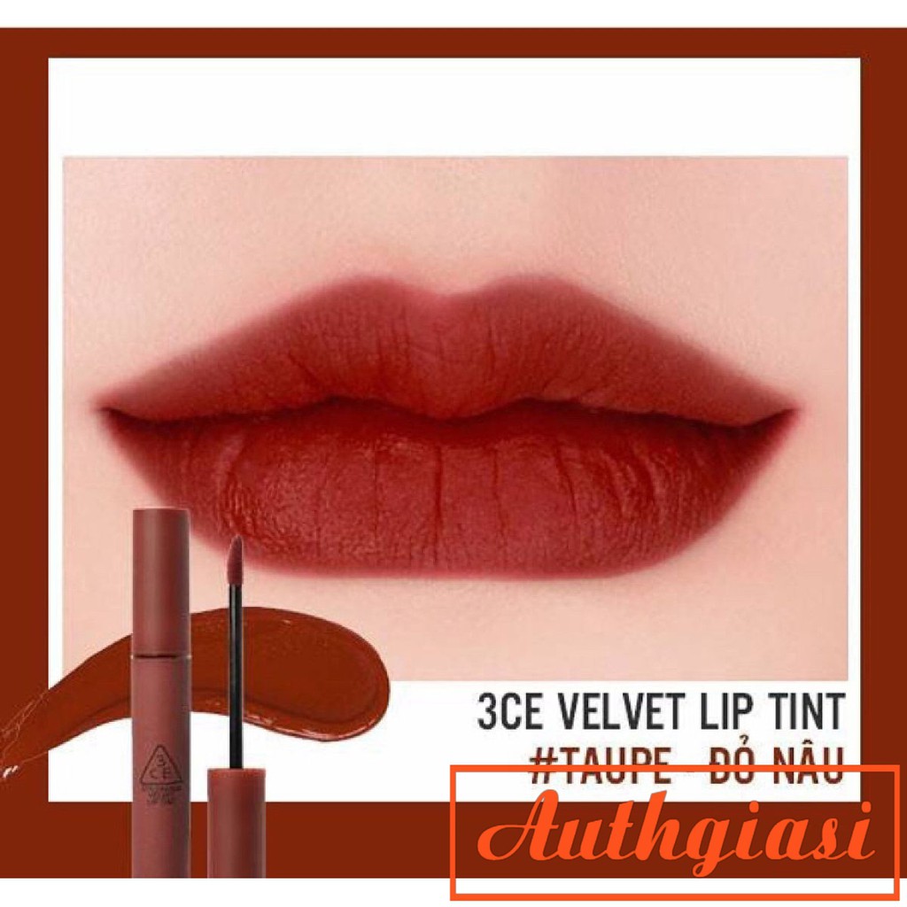 Son kem 3CE Velvet Lip Tint Taupe màu Đỏ Nâu siêu đẹp