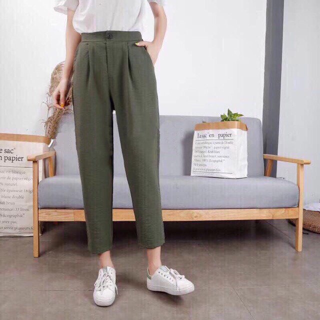 Quần baggy đũi khuy trước chun sau mịn mát