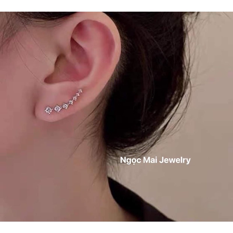 Bông tai dáng kẹp vành bạc ta siêu xinh, thời trang cá tính phong cách dễ thay đổi - Ngọc Mai Jewelry