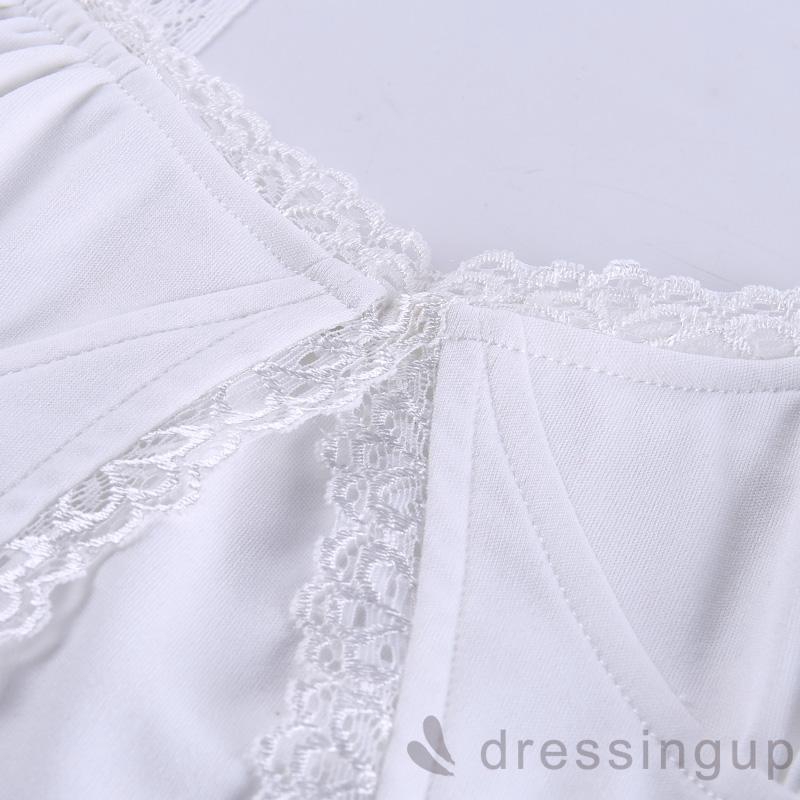 DRESSINGUP-Áo Tank Top Ren Hở Vai Màu Sắc Trơn Quyến Rũ Dành Cho Nữ
