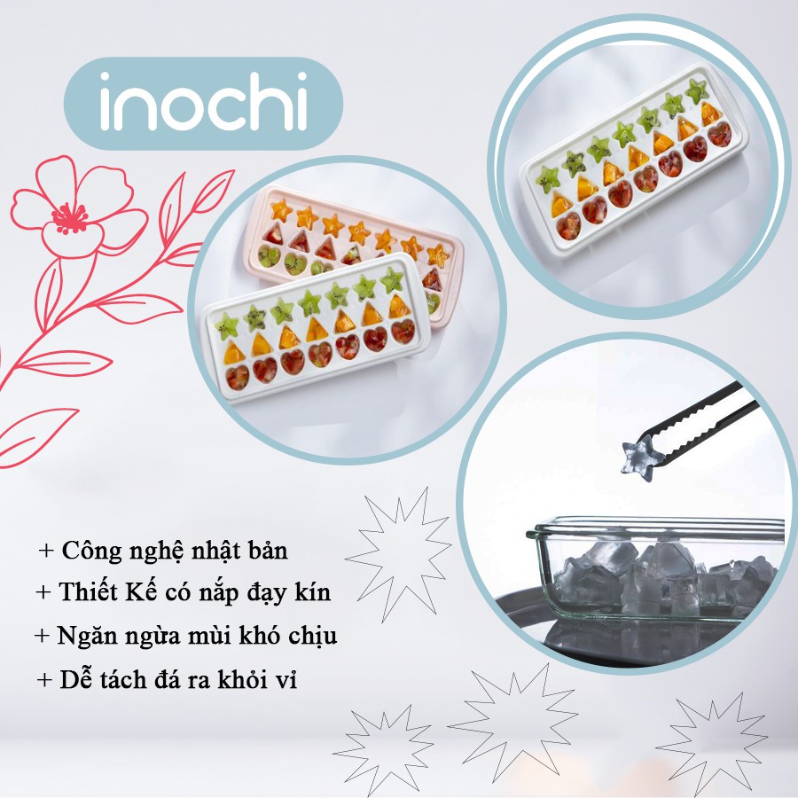 Khay đá tủ lạnh inochi nhựa làm đá cho tủ lạnh hình đa dạng 21 viên Kari INOCHI