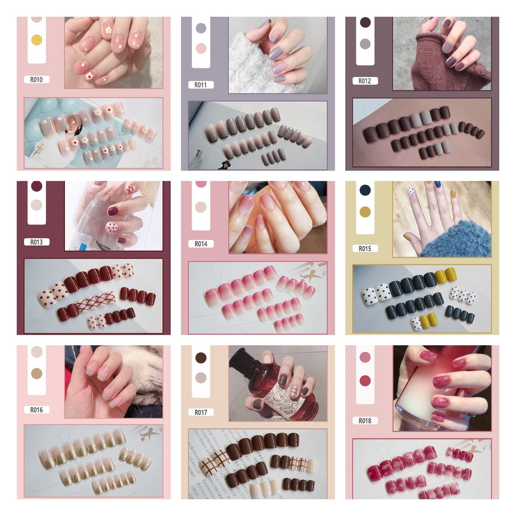 Bộ 24 Móng Tay Giả Dài R001-R050