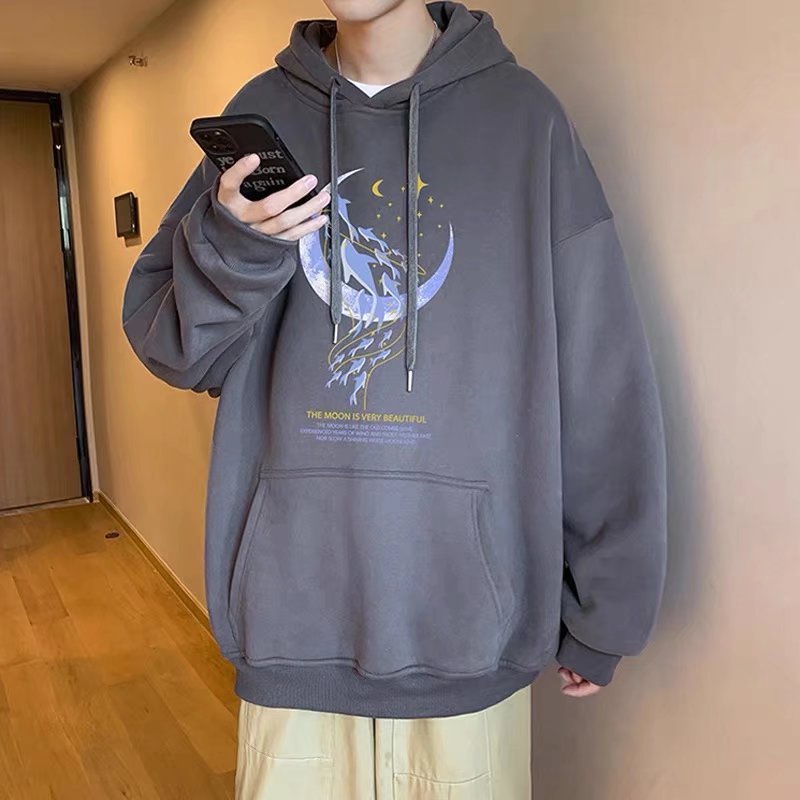 Áo Hoodie Thể Thao Dáng Rộng In Họa Tiết Hoạt Hình Phong Cách Hip Hop Hàn Quốc Thời Trang Cho Nam Cỡ M-5XL
