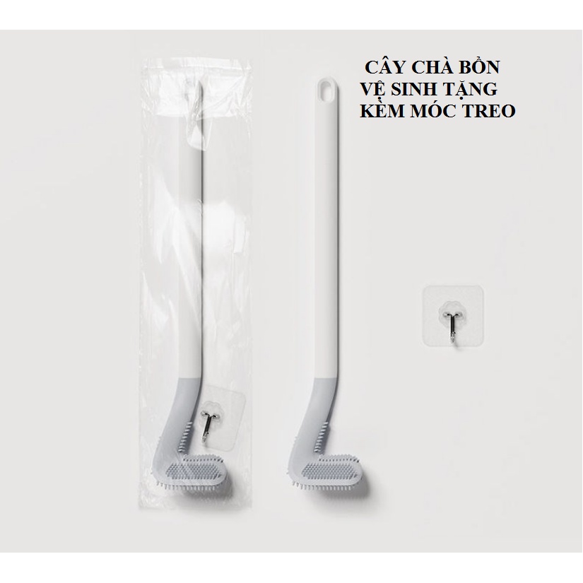 Cây Cọ Toilet Bồn Cầu, nhà vệ sinh bằng SiliCon tặng kèm móc Dán Tường siêu tiện lợi