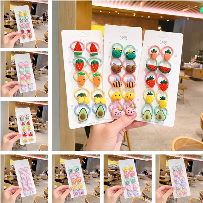 Set 10 dây cột tóc hình trái cây/ hoa/ động vật dễ thương cho bé gái