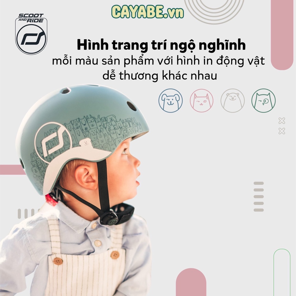 [CHÍNH HÃNG]: Mũ nón bảo hiểm (bảo hộ) PHẢN QUANG Scoot and Ride SIÊU NHẸ cho bé - size XXS