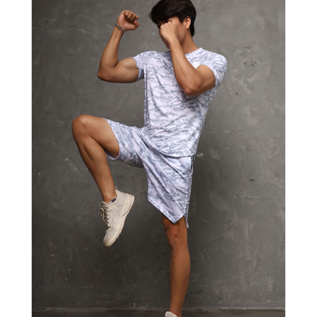 Bộ Thể Thao Nam Rằn Ri Chất Thun Lạnh 4C Thoáng Mát,Bộ Quần Áo Gym Nam Đẹp Mã BTT01