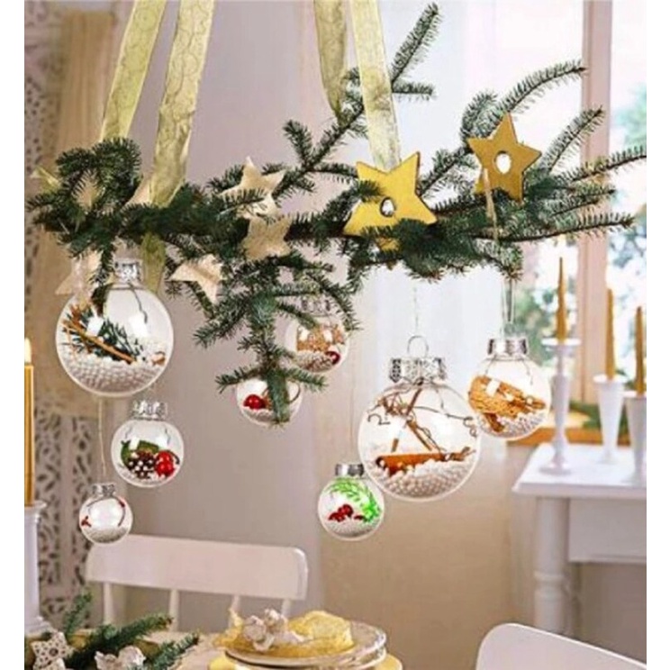 Quả cầu trong suốt nhiều màu sắc kích thước 8cm dùng trang trí cây thông noel