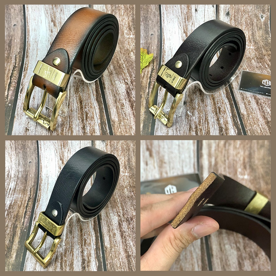 Thắt Lưng Nam Da Bò Nguyên Tấm Siêu Mềm, Dây Lưng Da Nam Loại 1 Khóa Kim Đồng Nguyên Khối, Dây Nịt Nam  - BH 24