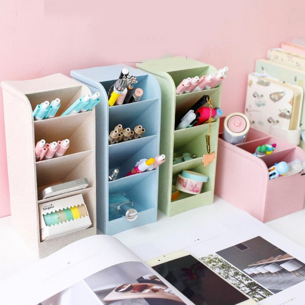 Kệ đựng bút, cọ trang điểm để bàn loại 4 ngăn - KHAY CHỨA NGHIÊN 4 ngăn