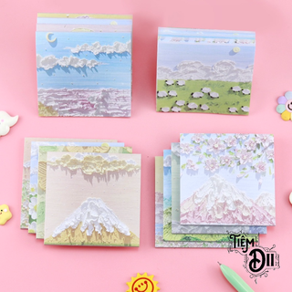 Set 30 Trang Giấy Ghi Chú Họa Tiết Tranh Hoa Giấy Note Tiện Lợi Văn Phòng Phẩm, Bàn Học Cá Nhân