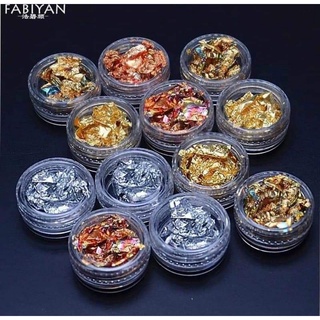 Sét Giấy Nhún Vàng Bạc Ẩn Móng Gel Trang Trí Nail 12 Hũ - Ann933233