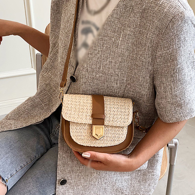 Túi Xách Nữ Túi Cói Đeo Chéo Vai/Đeo Một Bên Vai Phong Cách Tây Phương Cổ Điển Mùa Hè Thanh Lịch Cho Nữ