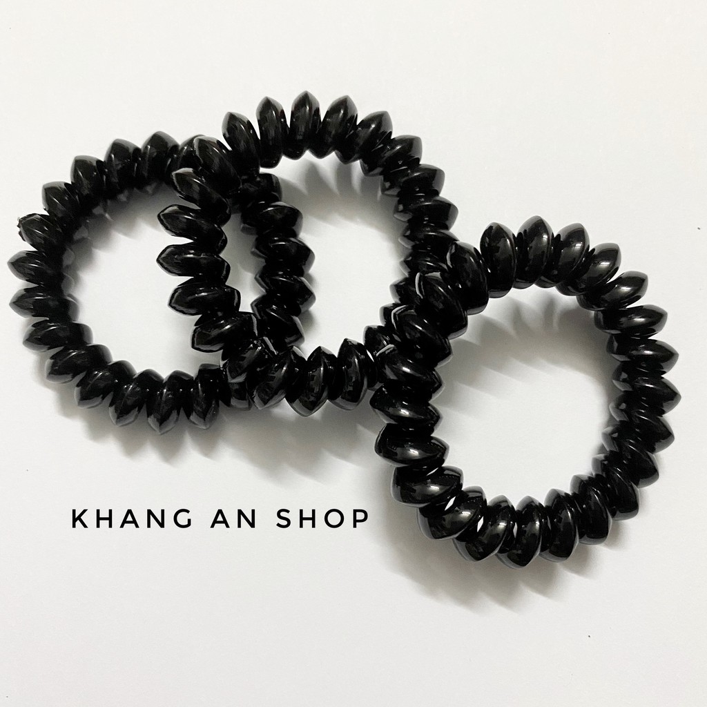 Dây buộc tóc xoắn lò xo đen