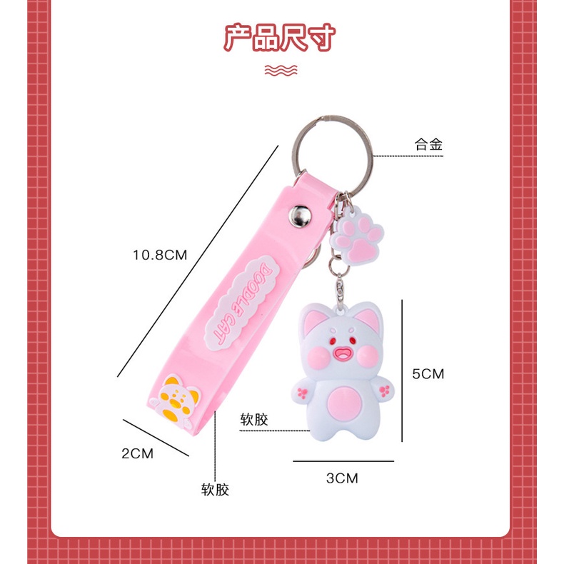 Móc Khóa Hình Mèo Doodle Dễ Thương Dùng Trang Trí Ba Lô