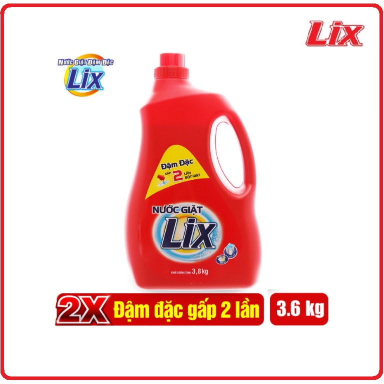 Nước Giặt LIX Đậm Đặc Tẩy Sạch Cực Mạnh Vết Bẩn Chai 3,6Kg