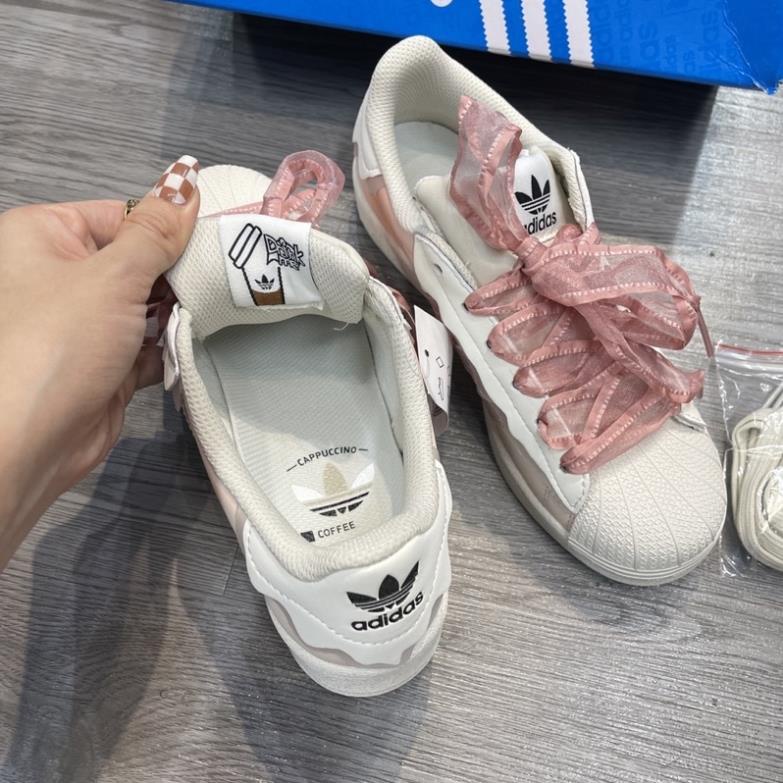 |FULLBOXBILL  | Giày thể thao adidas superstar sò hồng kem bản đẹp 2022 dây hồng