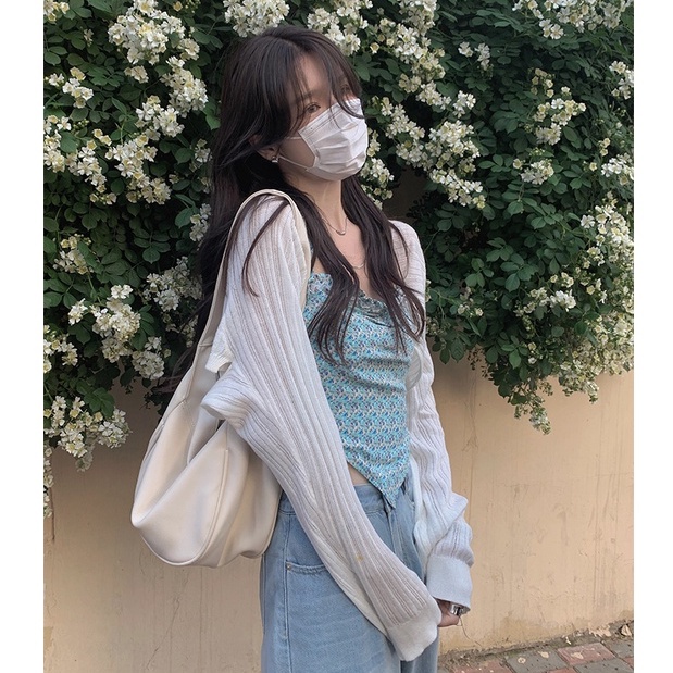 Xiaozhainv Áo Khoác Cardigan Dệt Kim Tay Dài Chống Nắng Thanh Lịch Thời Trang Cho Nữ