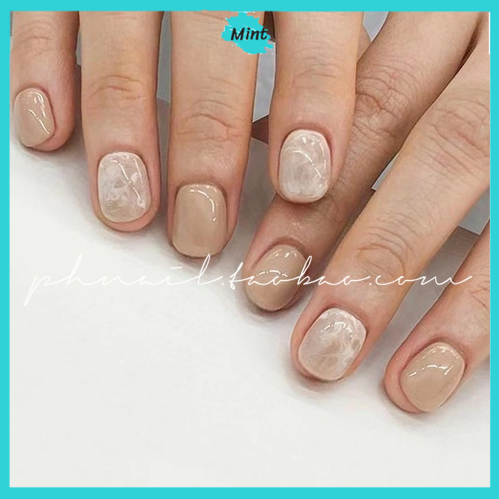 Nail Box Móng Úp Thiết Kế Vân Đá Phối Màu Pastel NB73 Nailbox Thủ Công Nhẹ Nhàng Phong Cách Hàn Quốc