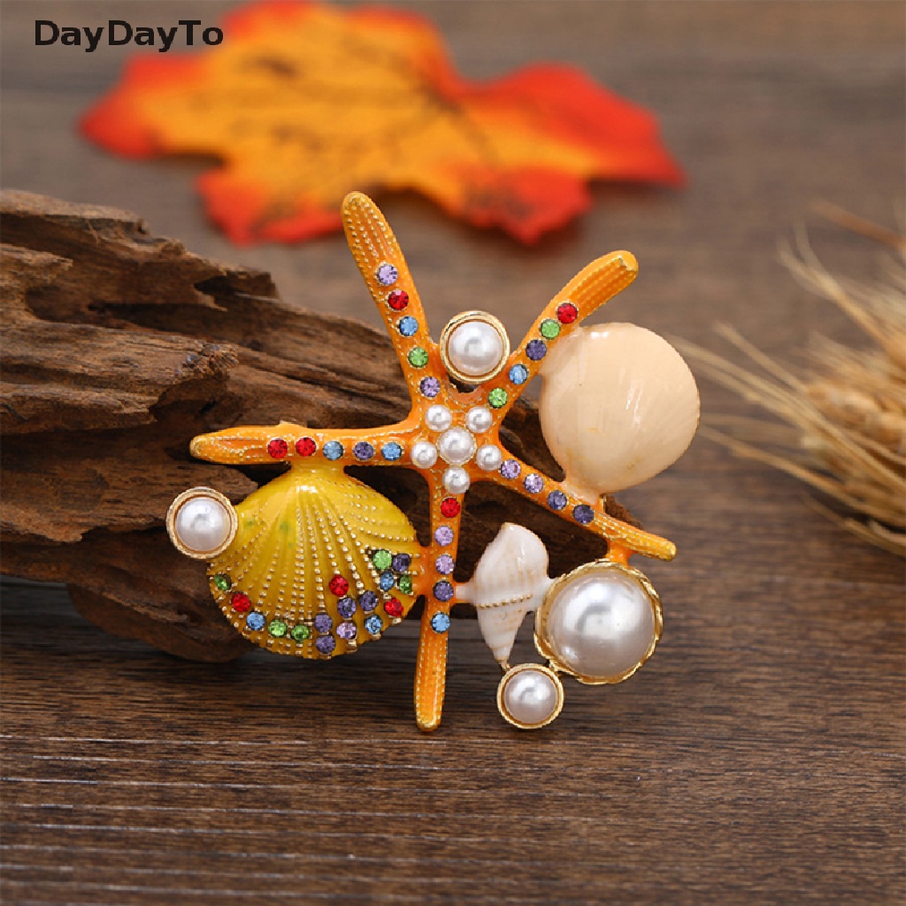Ghim Cài Áo Hình Vỏ Sò / Sao Biển Đính Ngọc Trai Giả Thời Trang Cho Nữ