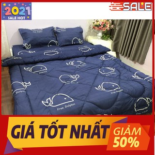 Free ship 99k Chăn Phao Cotton Poly Mẫu cá heo