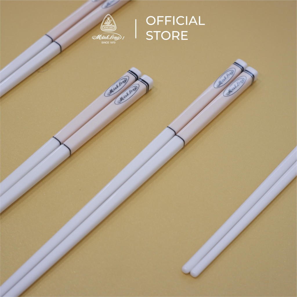 Bộ 02 Đôi Đũa Sứ Minh Long 24.4 cm - Màu Hồng Pastel - HộP Giấy
