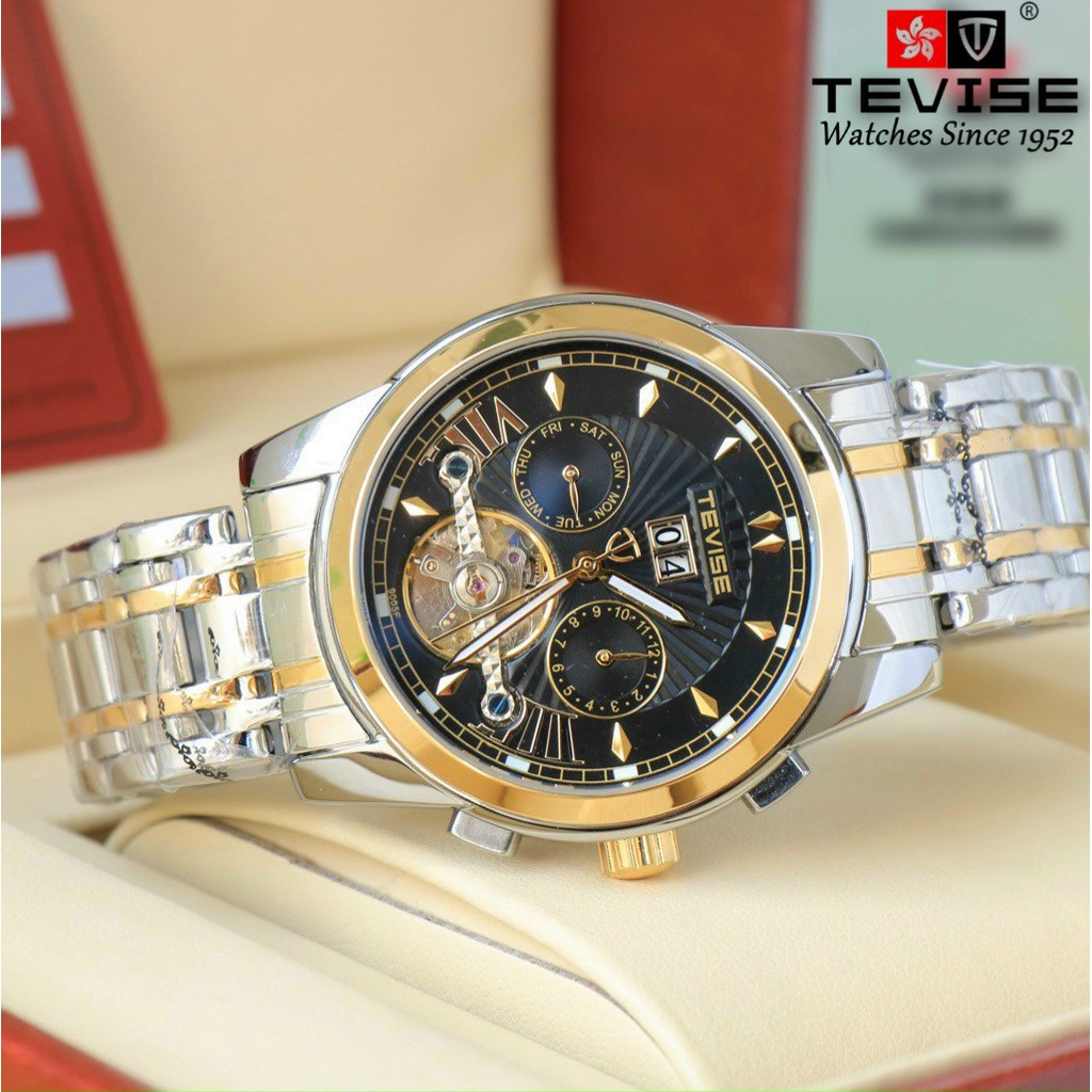 Đồng hồ nam tự động Automatic, đồng hồ đeo tay nam chính hãng TEVISE máy cơ cao cấp, chạy cả đời không cần pin, cực sang