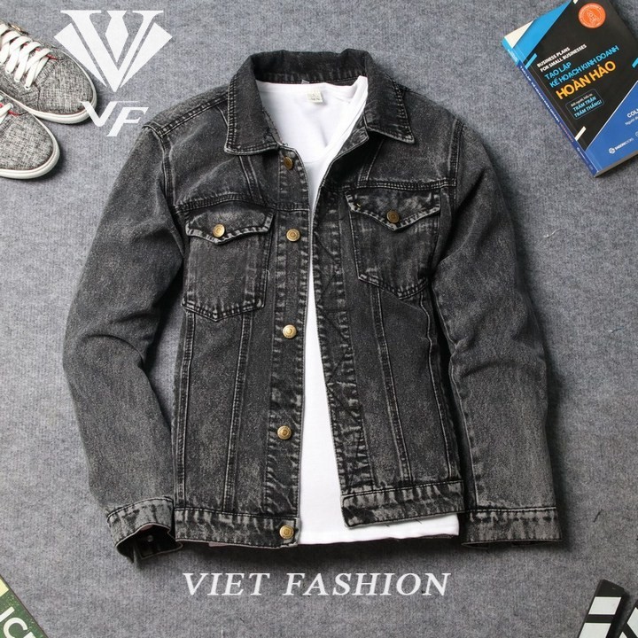 ÁO KHOÁC JEAN NAM THỜI TRANG XÁM TRO VIET FASHION