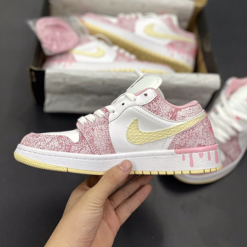 Giày Thể Thao Nữ Air Jordan 1 Low, Giày Sneaker JD 1 Hồng Kem Vảy Sơn cực hot cho Nữ Full Box 2021 | BigBuy360 - bigbuy360.vn