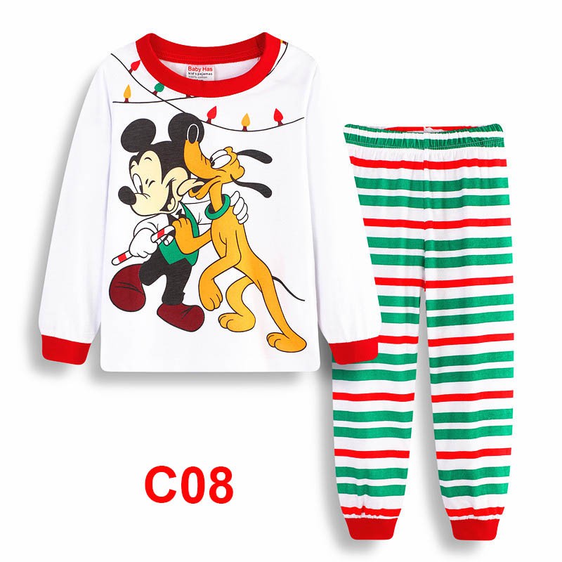 Bộ đồ ngủ 2 món áo thun tay dài + quần dài in hình chuột Mickey hoạt hình cho bé trai