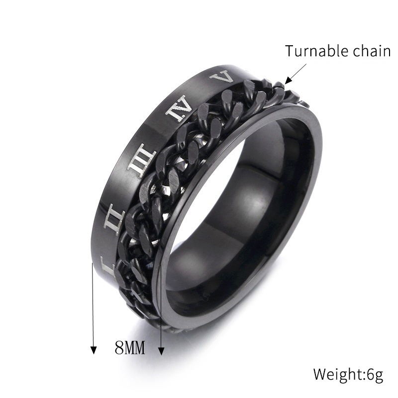 Nhẫn Thép Titan Khắc Số La Mã Cá Tính
