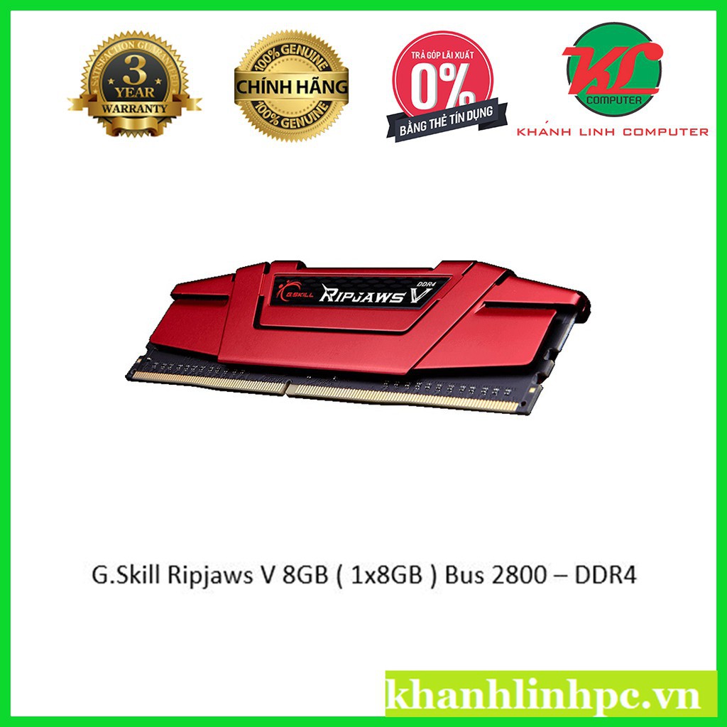 Ram DDR4 GSkill 8GB Ripjaws V Bus 2800 mới 100% chính hãng Mai Hoàng giá rẻ 95