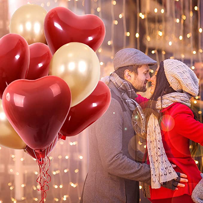 10Pcs Thickened Double Layer Red Heart Balloons Wedding Party Decoration